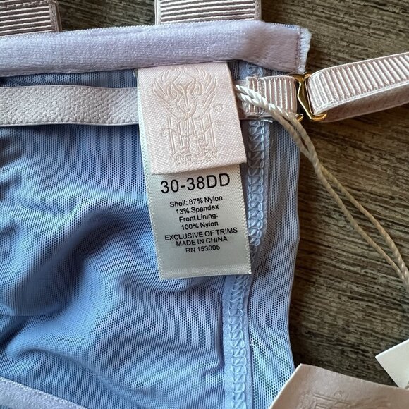 NWT We Are HAH Free People Wired Bra 30-38DD Periwinkle Sheer 32DD 34DD 36DD - Picture 11 of 13